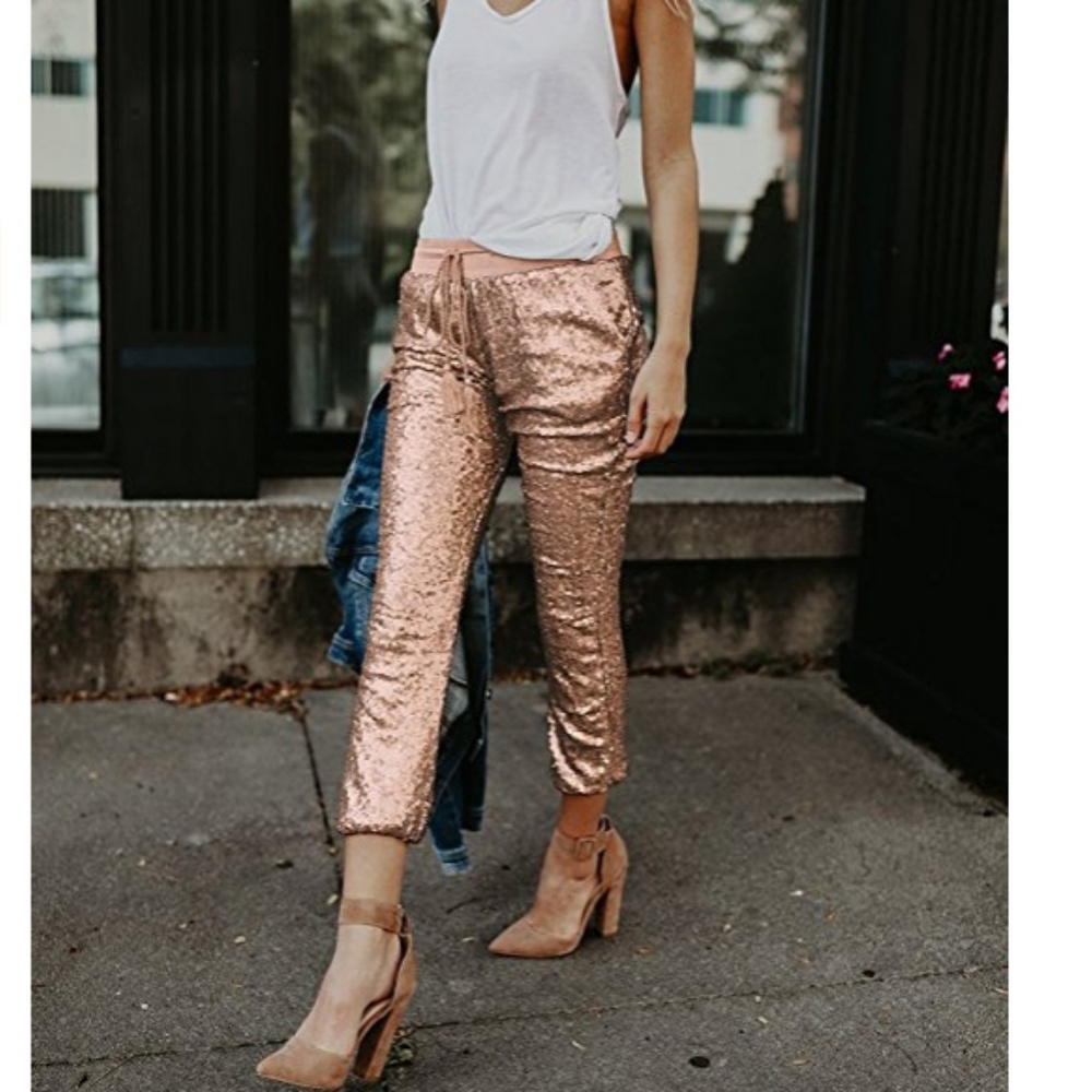 🖤 HP 🖤 Rose Gold Sequin Joggers - Picture 3 of 4